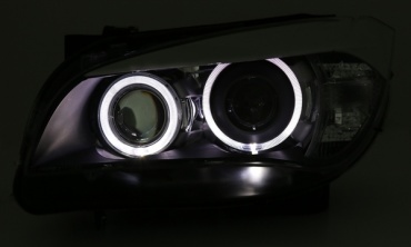 2 Phares avant BMW X1 E84 Angel Eyes DEPO V2 LED 09-12 - Noir