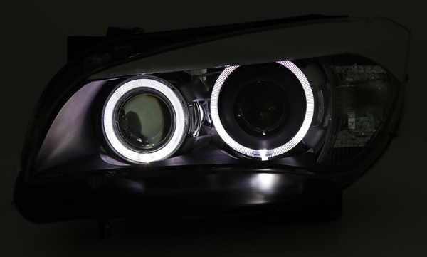 2 BMW X1 E84 Angel Eyes DEPO V2 LED 09-12 Frontscheinwerfer - Schwarz