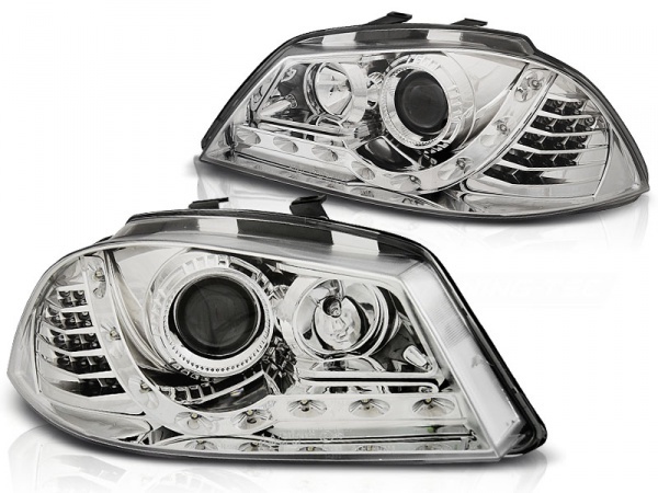 2 fari SEAT Ibiza 6L - 02-08 - LED Dragon - LED lampeggiante - Cromati