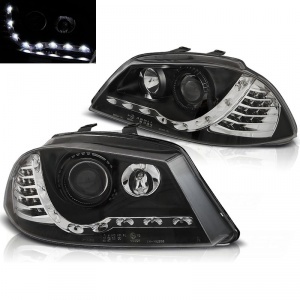 2 SEAT Ibiza 6L headlights - 02-08 - Dragon LED - flashing led - Black