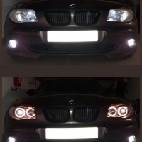 2 BMW Serie 1 E81 E82 E87 Angel Eyes V1 DEPO 04 e + fari anteriori - Nero