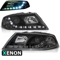 2 xenon front headlights Skoda Octavia 2 devil eyes LED - 04-08 - Black