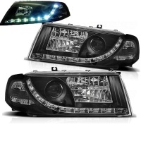 2 Skoda Octavia headlights 1 devil eyes LED - 00-10 - Black