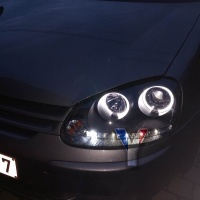 2 VW Golf 5 03-09 Angel + Devil Eyes-koplampen - Zwart