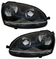 2 VW Golf 5 03-09 headlights - VW Jetta 05 - Black Chrome