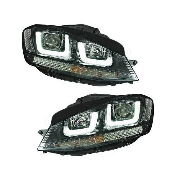 2 VW Golf 7 front headlights - 3D LED - Black