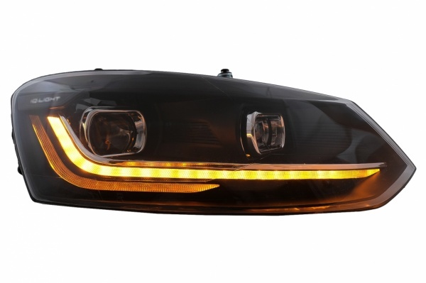 2 VW Polo 6R 6C 10-17-koplampen - Matrix LED-look - Zwart