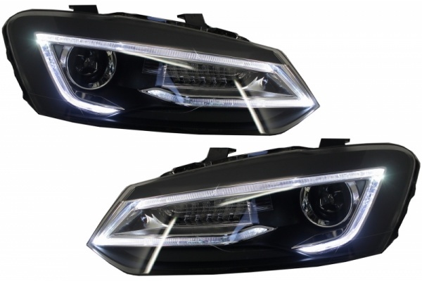 2 VW Polo 6R 6C 10-17 headlights - Devil LED look - Black