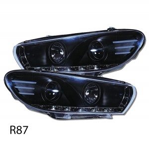 2 Phares avant VW Scirocco Devil Eyes LED R87 08-14 - Noir