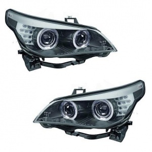 2 BMW Serie 5 E60 / E61 lci AFS Xenon Angel Eyes 08-10 Headlights - Black