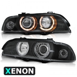 2 BMW Serie 5 E39 95-03 xenon Angel Eyes headlights - Black