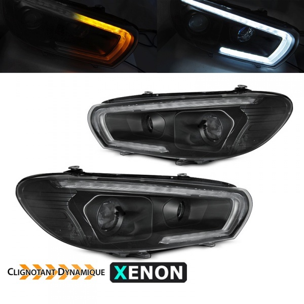 2 xenonkoplampen voor VW Scirocco Devil dynamische LED 08-14 - Zwart