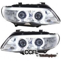 2 BMW X5 E53 Xenon Angel Eyes CCFL 03-06 headlights - Chrome