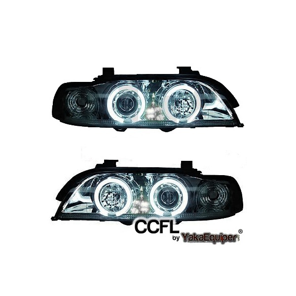 2 faros delanteros CCFL tipo ojo de ángel BMW Serie 5 E39 - Cromados
