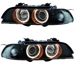 2 BMW Serie 5 E39 95-03 Angel Eyes headlights - Black