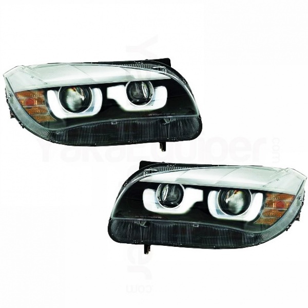 2 Xenon koplampen Angel Eyes BMW X1 E84 3D LED 12-14 - Zwart