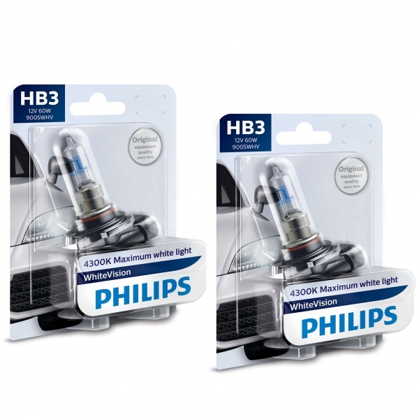 Pack 2 Philips HB3 9005 White Vision Lampen