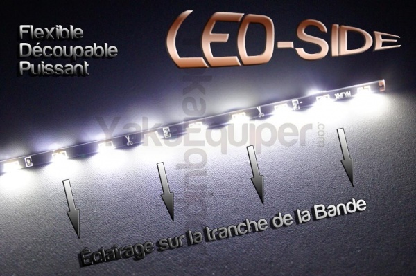 Pack Bande Flexible LED SIDE - 60cm - Eclairage de coté - Feux de jour - Blanc Pur